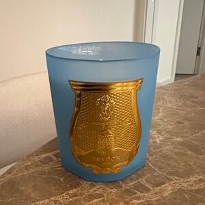 Cire Trudon Azure Glass Candle with Gold Emblem
